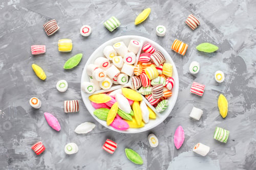 Preview: Colorful candies, jelly and marmalade,unhealthy sweets.