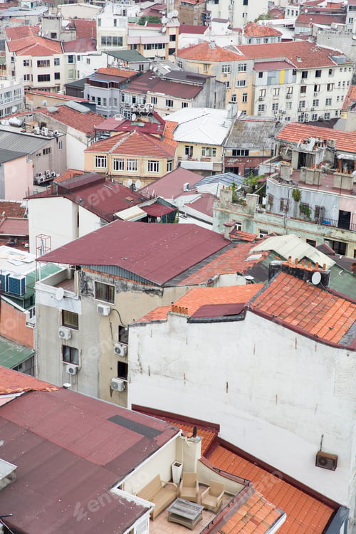 Preview: Houses and public buildings densely cover an area of Istanbul, Turkey