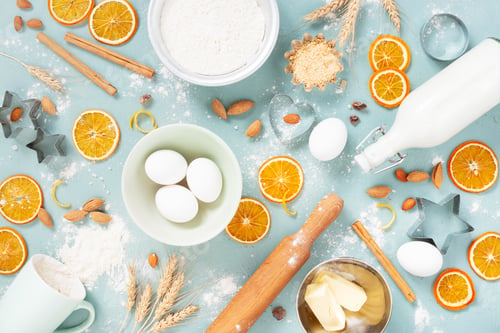 Preview: Baking Ingredients on the Blue Table
