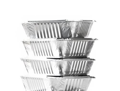 Preview: close up Stack Of Foil Take Away Containers