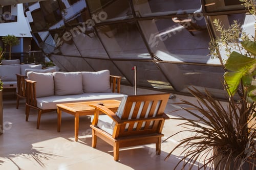 Preview: Beautiful luxury resort spa hotel lobby with green tree and light furniture