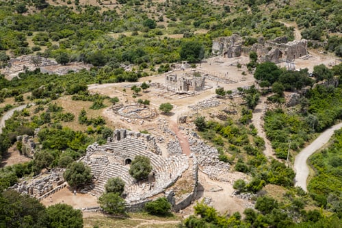 Preview: Turkey touristic area Dalyan Ortaca, Kaunos rock tombs in Dalyan, ancient city of Kaunos, Turkey.