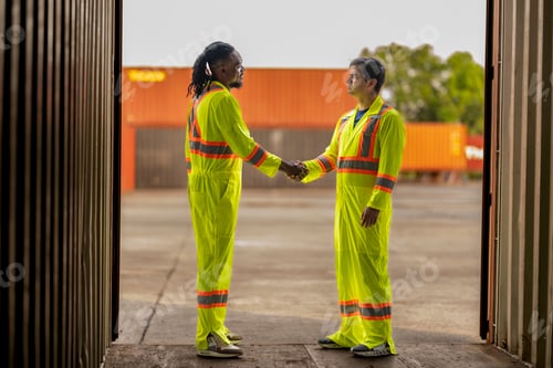 Preview: logistics workers people working to operation on site containers yard.