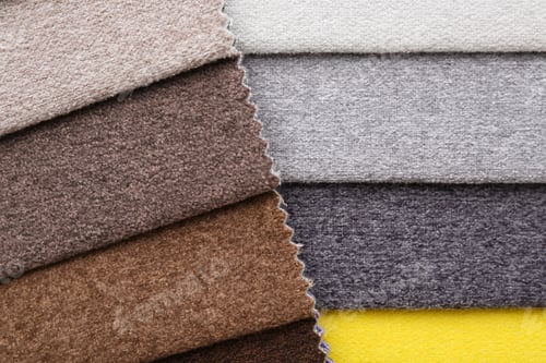 Preview: Samples of different fabrics as background, top view