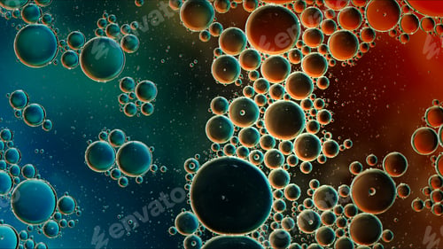 Preview: Abstract Colorful Food Oil Drops Bubbles and spheres Flowing on Water Surface