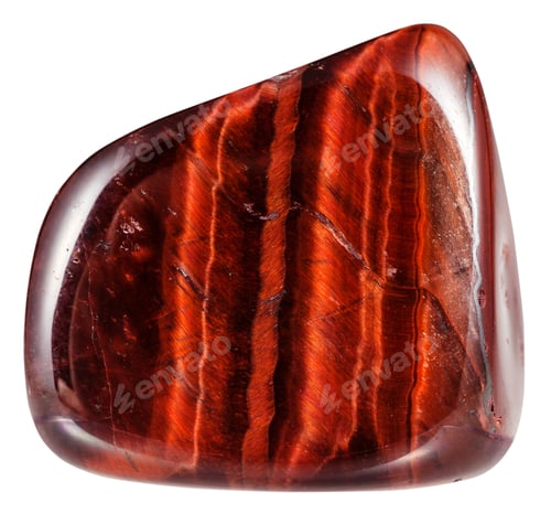Preview: pebble of red bulls-eye gemstone isolated