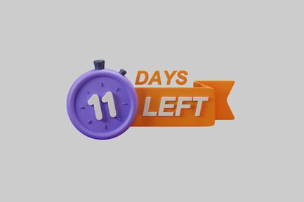Preview: Stopwatch and banner logo "11 days left"