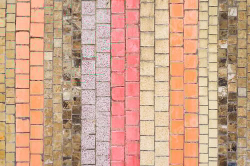 Preview: Old mosaic vertical striped pattern, shabby small ceramic colorful tiles