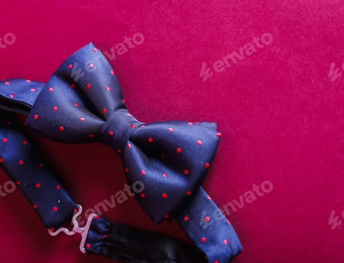 Preview: Polka Dot Bow Tie on Rich Red Surface