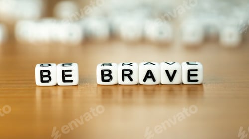 Preview: Be brave slogan in white block letter beads