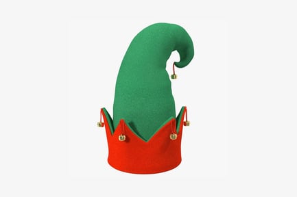 Preview: Pointed felt hat with red crown and gold bells