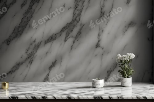 Preview: Marble Surface with Flowers and Gold Detail