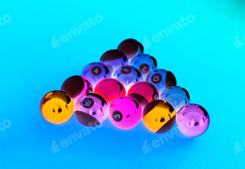 Preview: Billard balls setup on a pool table
