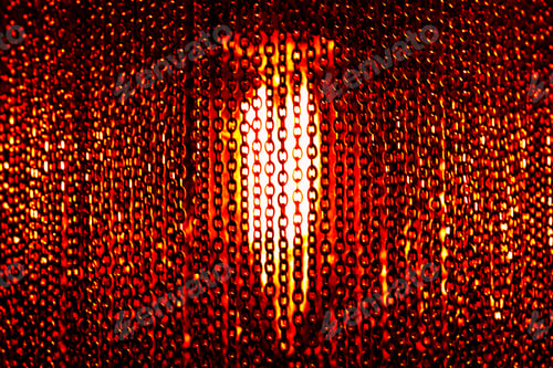 Preview: Part of red chandelier. Front view, indoors horizontal shot.