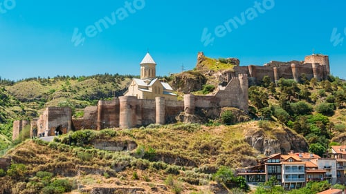 Preview: Scenic View Of Narikala Fortress And Bethlehem Church In Tbilisi