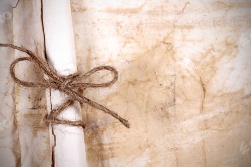 Preview: Old Wrinkled Paper For Records Lies On The Table