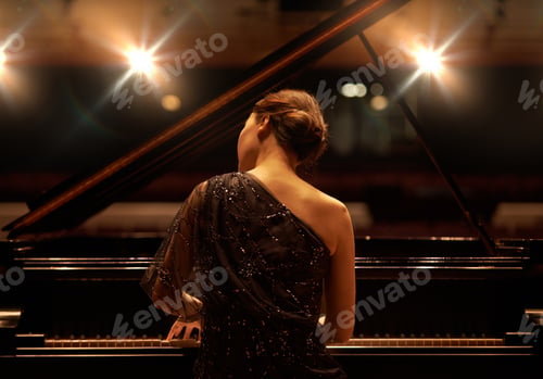 Preview: Performing for the audience. Shot of a young woman playing the piano during a musical concert.