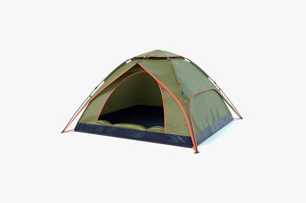 Olive Green Dome Camping Tent with Orange Trim