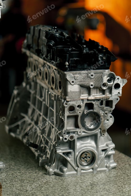 Preview: engine block on the table the mechanic opened the locking valve mechanism Motor capital repair