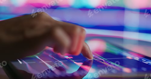 Preview: Touch on the tablet with stock market data graph
