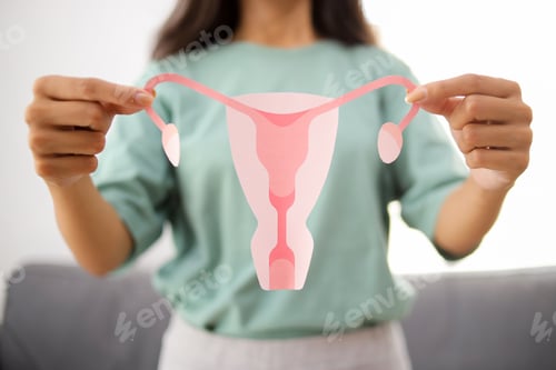 Preview: Woman Holding Uterus and Ovaries Model