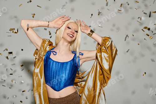 Preview: Stylish young drag queen shines brightly at a lively celebration filled with confetti