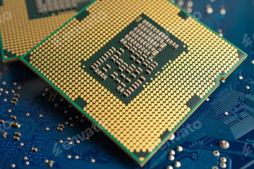 Preview: CPU, central processor unit chip Chip on circuit board in PC and laptop computer technology.