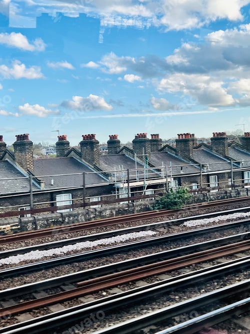 Preview: Rooftops by the train tracks.