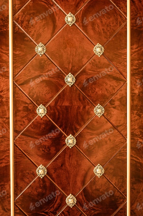 Preview: Surface wooden closet with golden pattern decoration