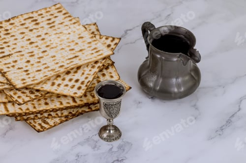 Preview: Passover consists of kosher unleavened matzah bread and kosher kiddush wine.