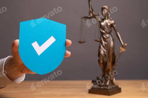 Preview: View of the statue of lady justice and the sign- the concept of legal law and justice