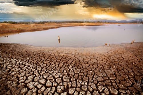 Preview: Cracked Earth at Edge of Parched Lake
