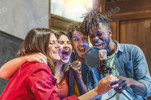 Preview: Multietnic Group of Young People Singing Passionately