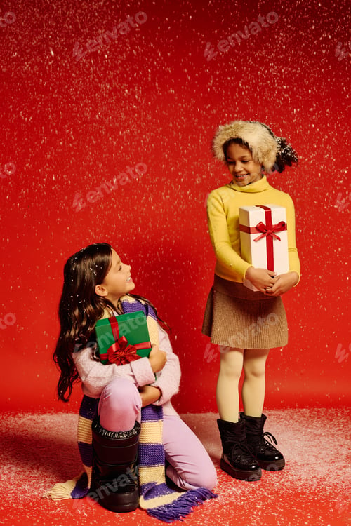 Preview: Joyful children celebrate Christmas with gift exchanges and festive cheer in 2025