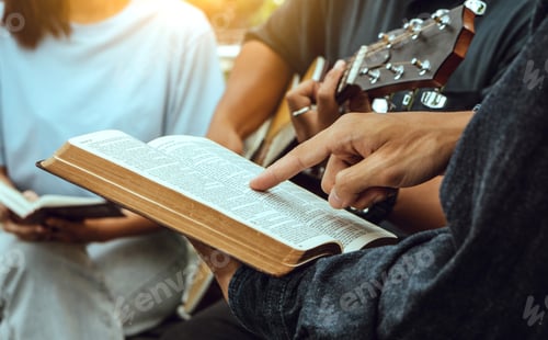 Preview: Group of people reading bible,praying and worship god.