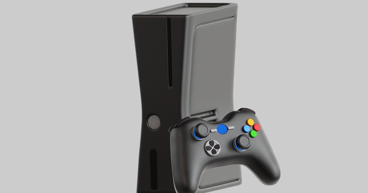 Black rectangular console with attached controller 3D, Incl. console ...