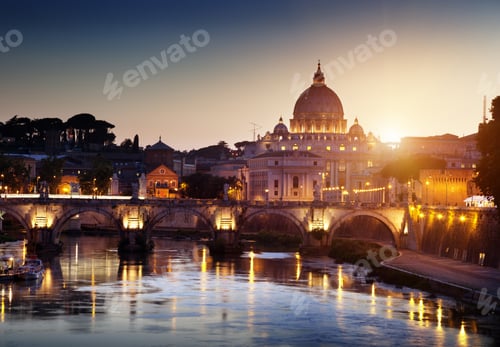 Preview: View On Tiber And St Peter Basilica In Vatican
