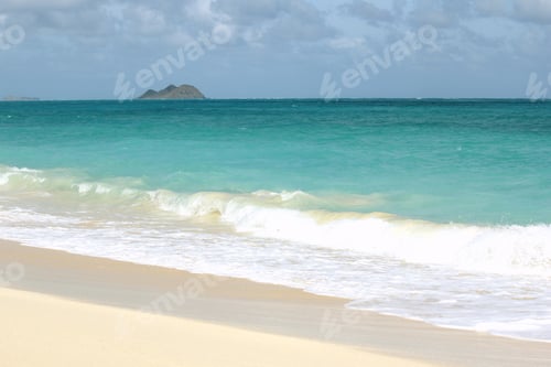 Preview: Waves Breaking Along Beach with Island