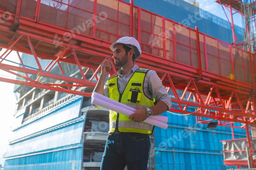 Preview: Portrait of an engineer designing a concrete floor and column structure for a shopping center.