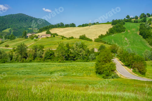Preview: Rural landscape along the road from Pavullo nel Frignano to Polinago, Emilia-Romagna.