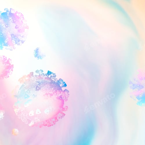 Preview: Abstract Viruses with Pastel Colors on White Background