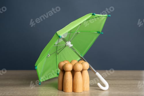 Preview: People under an umbrella. Customer care. Human resources.