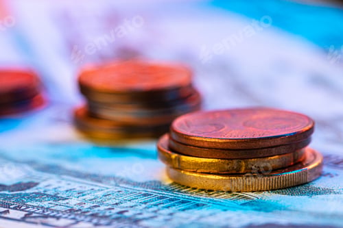 Preview: Euro coin on stock chart. Financial investment concept.