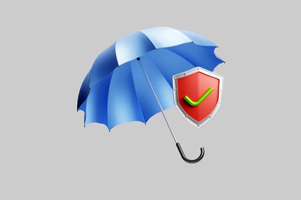 Preview: Cybersecurity umbrella with shield protection