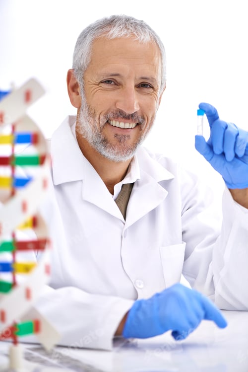 Preview: Hes a tenacious scientist. Portrait of a mature male scientist holding a medical sample in his lab.