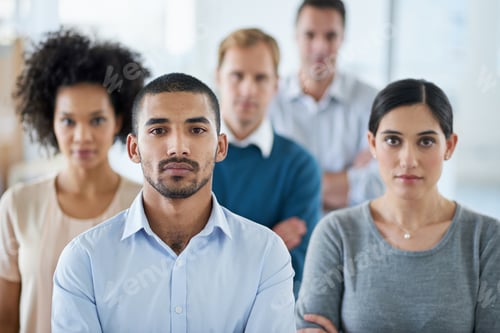 Preview: Success or nothing at all. Portrait of a group of diverse colleagues standing in an office.