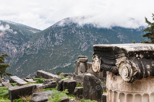 Preview: Ruins of an ancient temple, Temple Of Apollo At Delphi Oracle, Greece.