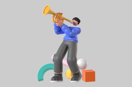 Preview: Stylized Trumpet Player Character