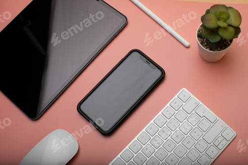Preview: Lay flat of a pink desk