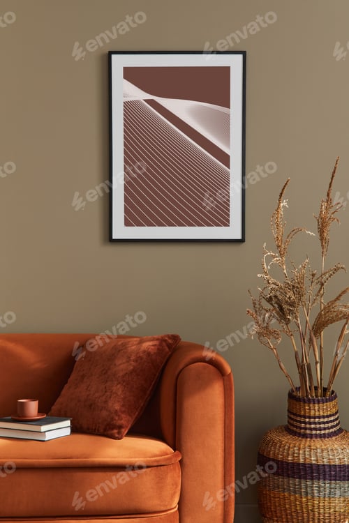 Preview: Stylish interior of living room at fancy home